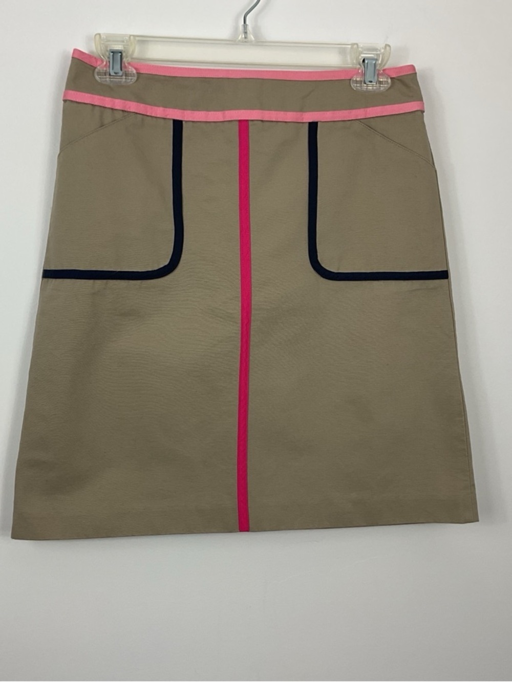 Boden Contrast Piping A Line Khaki Colorblock Skirt Womens Size 4